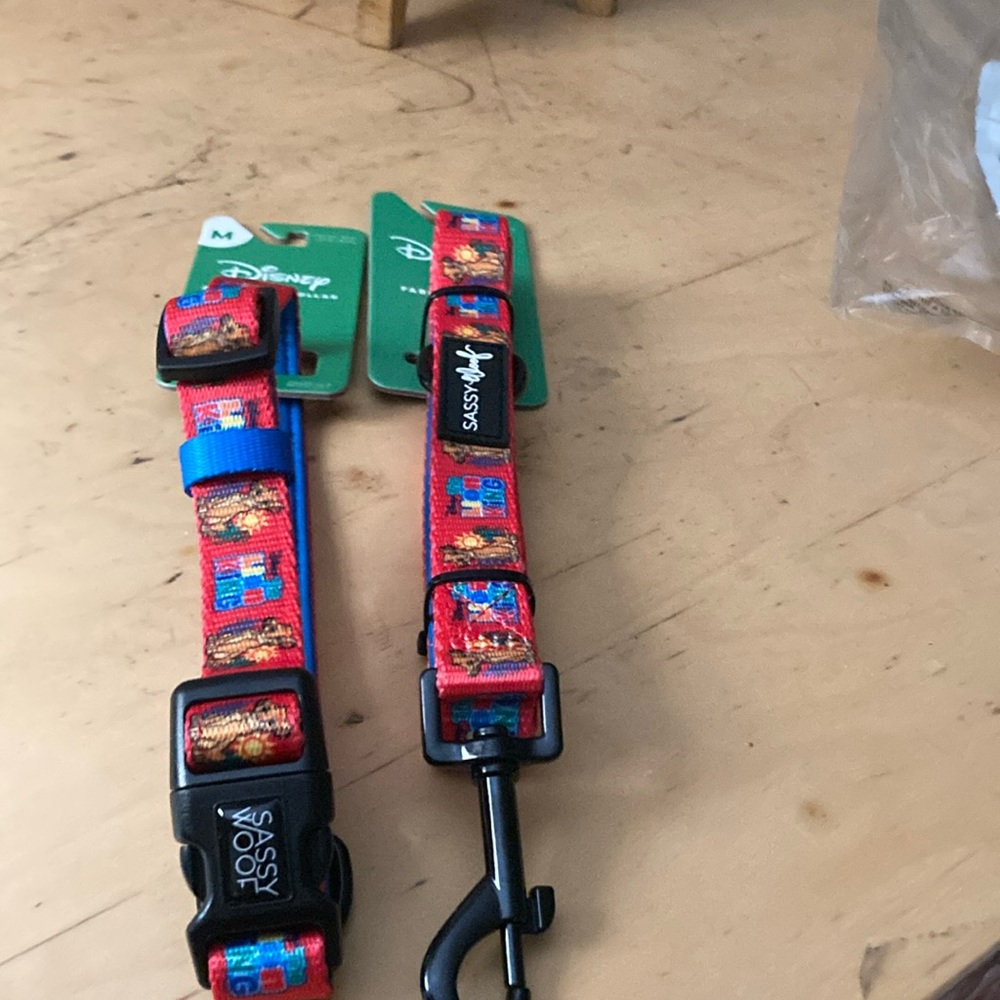 Red and Blue Nylon Dog Collars with Pixel Pattern